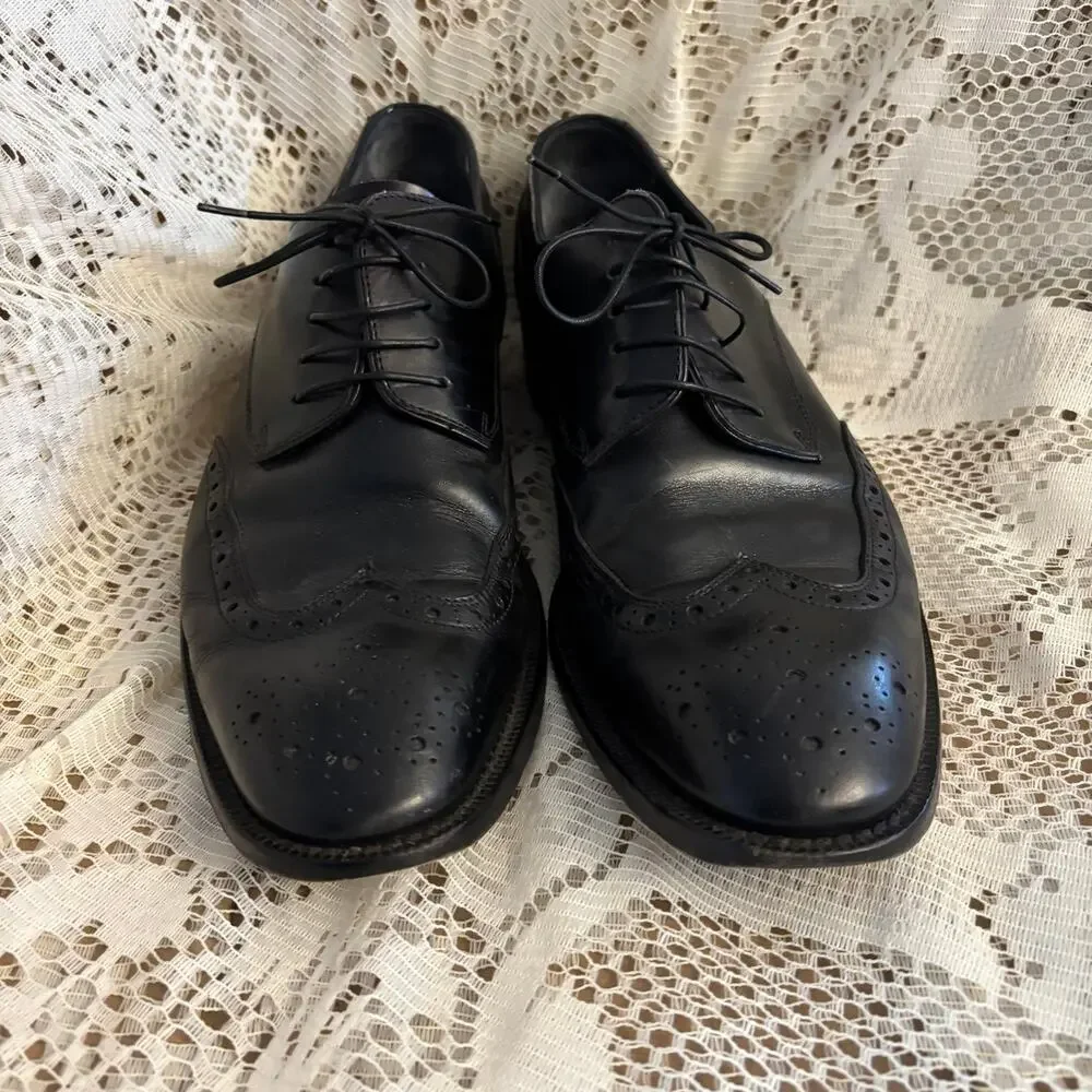 Cole Haan Men's US 11.5 D Black Leather Wingtip Oxford Shoes